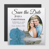 Sky Blue Roos Wedding Save the Date Photo Magnet (Voorkant / Achterkant)