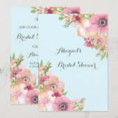 Sky Blue Rustic Pink Flowers Vrijgezellenfeest Kaart (Voorkant / Achterkant)