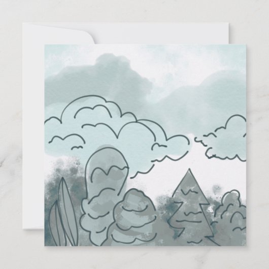 Sky Blue Sage Greenery Botanical Baby Boy Shower Kaart (Achterkant)