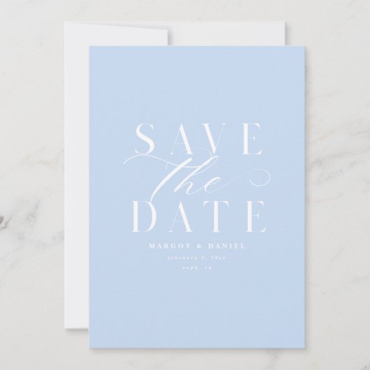 Sky Blue Save the Date without Photo QR Code (Voorkant)