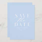 Sky Blue Save the Date without Photo QR Code (Voorkant / Achterkant)