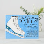 Sky Blue Schaats Mates Ice Skateday Party Kaart (Staand voorkant)