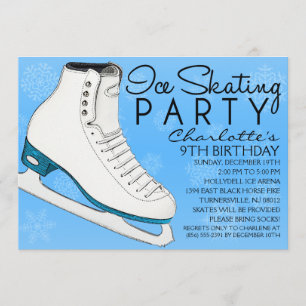 Sky Blue Schaats Mates Ice Skateday Party Kaart