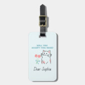 Sky Blue Schattig Cat&Roos Bagagelabel (Voorkant verticaal)