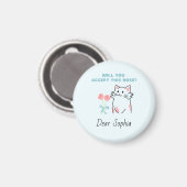 Sky Blue Schattig Cat & Roos Magnet (Voorkant / Achterkant)