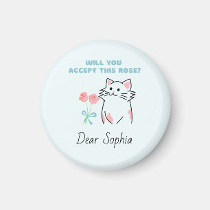 Sky Blue Schattig Cat & Roos Magnet