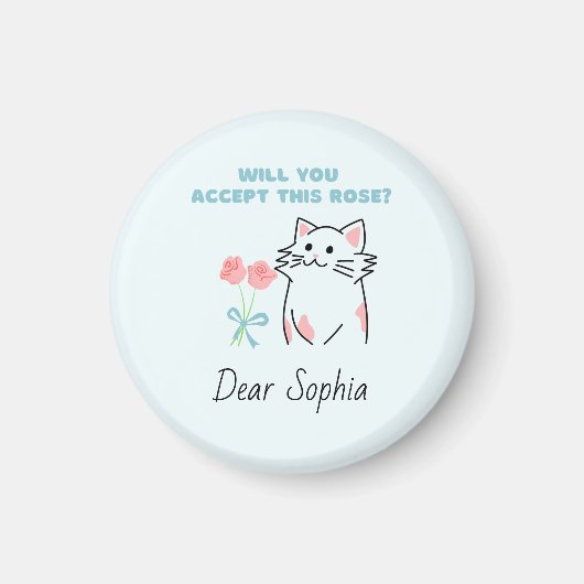 Sky Blue Schattig Cat & Roos Magnet (Voorkant)