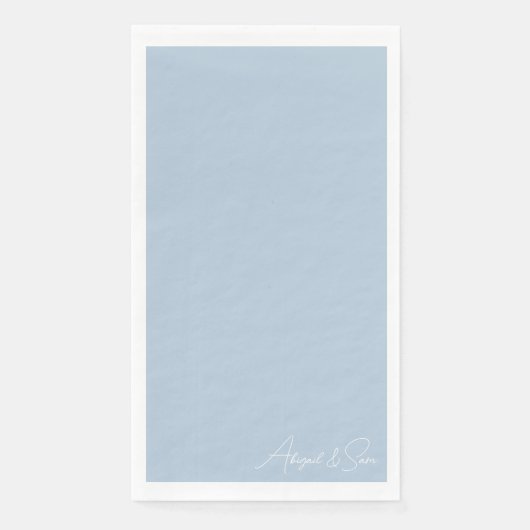 Sky Blue Script Namen Bruiloft Servet (Voorkant)