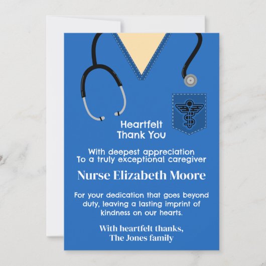 Sky blue Scrubs Verpleegster Dank je kaart (Voorkant)