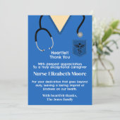 Sky blue Scrubs Verpleegster Dank je kaart (Staand voorkant)
