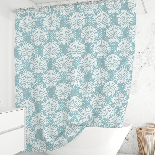 Sky Blue Seashell Douchegordijn