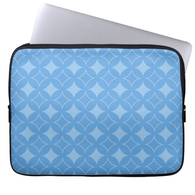 Sky blue shippo-patroon laptop sleeve (Voorkant)