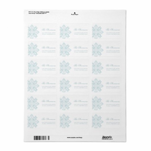Sky Blue Snowflake Holiday Retouradres Etiket (Full Sheet)