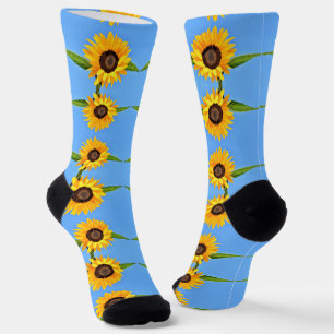 Sky Blue Sokken met zonnebloemen