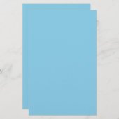 Sky Blue Solid Color Briefpapier (Voorkant / Achterkant)