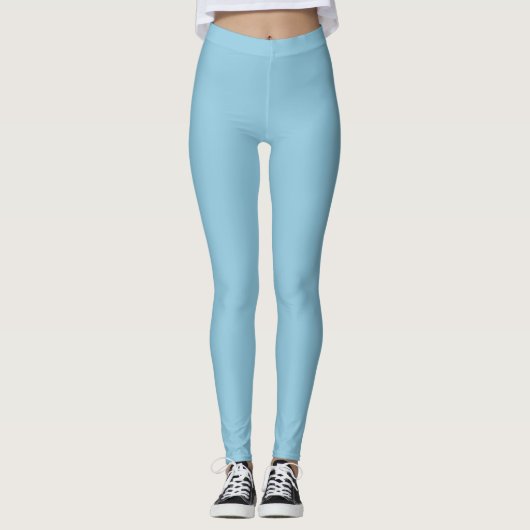 Sky Blue Solid Color Leggings (Voorkant)