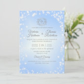 Sky Blue Sparkle Wedding Kaart (Staand voorkant)