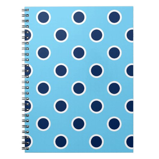 Sky Blue Spiral Notitieboek met Navy Polka Dots (Voorkant)
