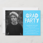 Sky Blue Spray Paint Photo Graduparty Kaart (Voorkant)