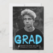 Sky Blue Spray Paint Photo Graduparty Kaart (Voorkant)