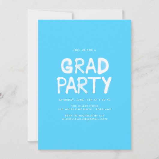 Sky Blue Spray Paint Photo Graduparty Kaart (Achterkant)
