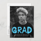 Sky Blue Spray Paint Photo Graduparty Uitnodiging Briefkaart (Voorkant / Achterkant)