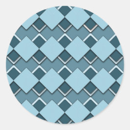 Sky Blue Square en diamant geruit patroon Ronde Sticker