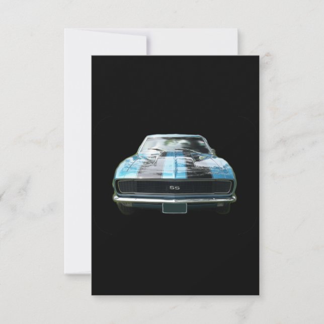 Sky blue SS Camaro met zwarte strepen (Voorkant)