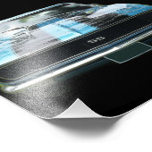 Sky blue SS Camaro met zwarte strepen Foto Afdruk (Hoek)