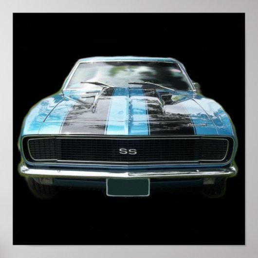 Sky blue SS Camaro met zwarte strepen Poster (Voorkant)