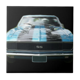 Sky blue SS Camaro met zwarte strepen Tegeltje