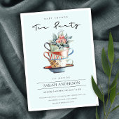 Sky Blue Stacked Cup Baby shower Tea Party Invite Bedankkaart