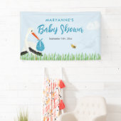 Sky Blue Stork Baby shower Spandoek (Insitu)