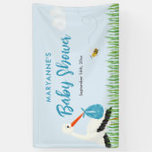 Sky Blue Stork Baby shower Spandoek (Verticaal)