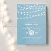 Sky Blue String Lights Baby shower Invitation Kaart