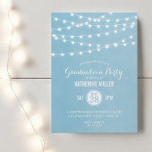 Sky Blue String Lights Graduation Party Uitnodigin Kaart