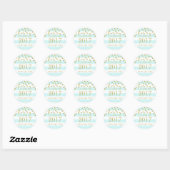 Sky Blue Stripe Gold Confetti Afstuderen 2017 Ronde Sticker (Vel)