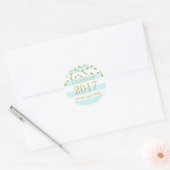 Sky Blue Stripe Gold Confetti Afstuderen 2017 Ronde Sticker (Envelop)