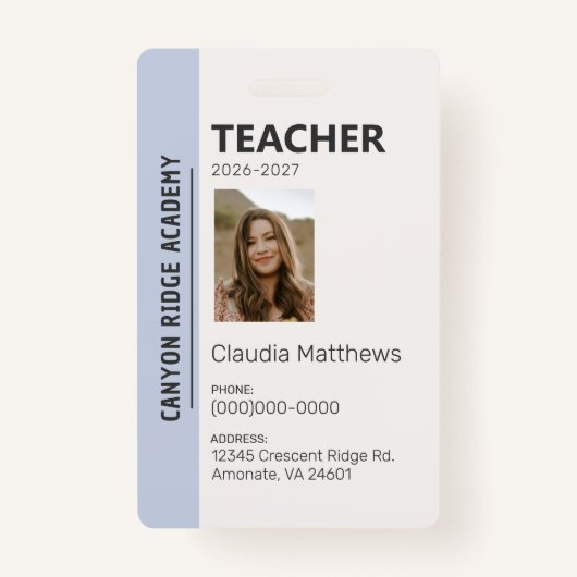Sky Blue Stripe Homeschool Educator ID Badge (Voorkant)