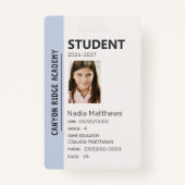 Sky Blue Stripe Homeschool Student ID Badge (Voorkant)
