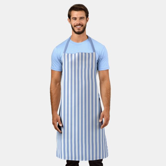 Sky Blue Stripe Pattern Apron Schort (Gedragen)