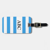 Sky Blue Striped Pattern met Monogram Bagagelabel (Voorkant horizontaal)