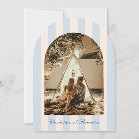 Sky Blue Stripes Foto Sla de datum op Kaart (Achterkant)