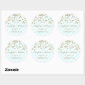 Sky Blue Stripes Goud Confetti bruiloft gunst Labe Ronde Sticker (Vel)
