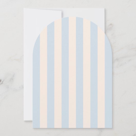 Sky Blue Stripes Monogram Crest Wedding Kaart (Achterkant)