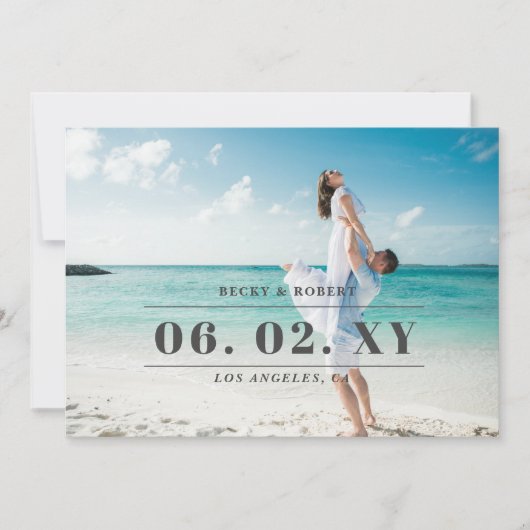 Sky Blue Stylish Simple Modern Typography Photo Save The Date (Voorkant)