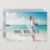 Sky Blue Stylish Simple Modern Typography Photo Save The Date (Voorkant / Achterkant)