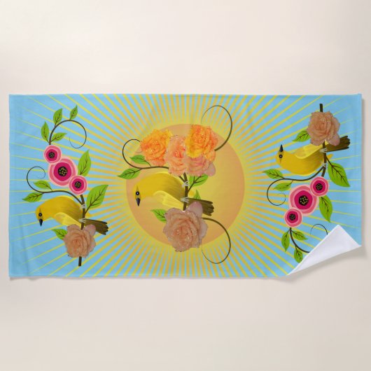 Sky Blue Sunshine & Dew Drups Strandlaken (Voorkant)