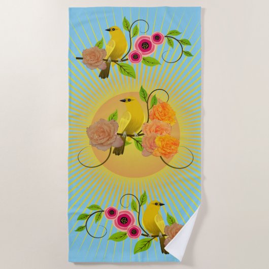 Sky Blue Sunshine & Dew Drups Strandlaken (Voorkant)