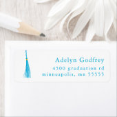 Sky Blue Tassel Afstuderen retouradres Etiket (Insitu)